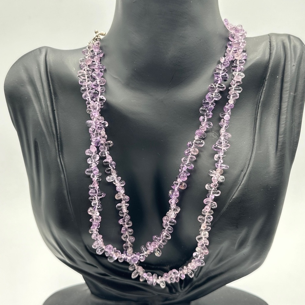 Vintage sterling nugget ametyst necklace‎ #166